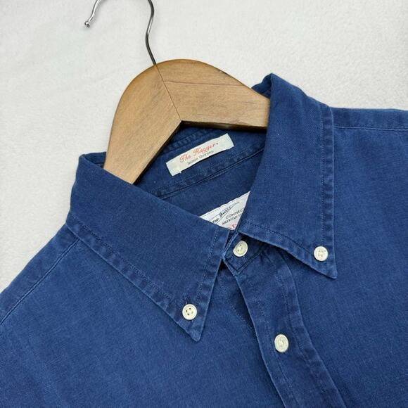 Gant Oxford Shirt Men's Medium Blue Indigo The Hugger New Haven Retro Preppy - Picture 4 of 12